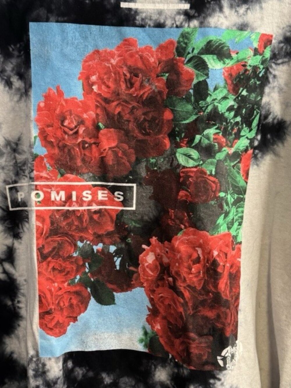 Popular Poison 2XL T Shirt Tie Dye Black&  White, Rose Promise Graphic Tee